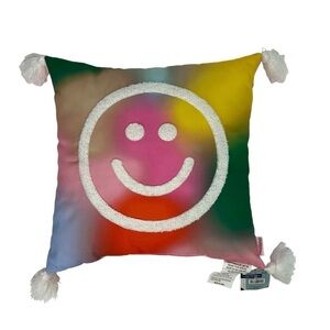 Packed Party House Party Decorative Pillow 15.5”x15.5” Multi Color Smiley Face